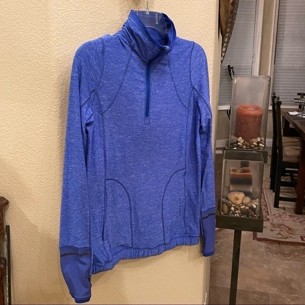 LULULEMON Blue 1/4 Zipped Long Sleeve Top Size 4-6